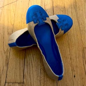 TORY BURCH Carita straw leather  flat